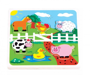 Vzdelávacia drevená vkladačka so zvukmi, Farma